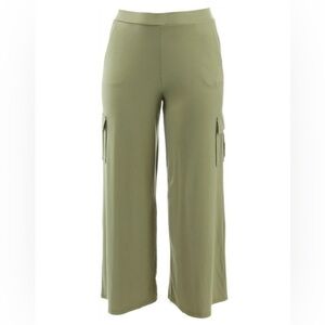 LISA RINNA  COLLECTION Sz M Wide Leg Cargo Pull On Slinky Jersey Knit Pants
